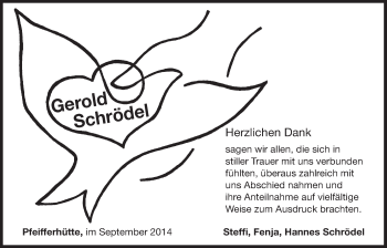 Traueranzeige von Gerold Schrödel von Der Bote