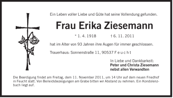 Traueranzeige von Erika Ziesemann von Der Bote