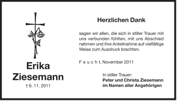 Traueranzeige von Erika Ziesemann von Der Bote