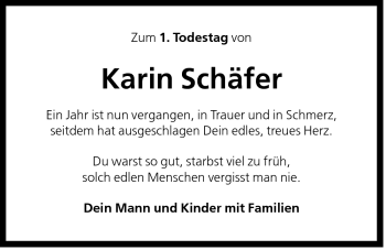 Traueranzeige von Karin Schäfer von Der Bote