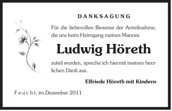 Traueranzeige von Ludwig Höreth von Der Bote