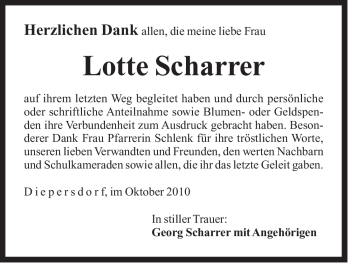 Traueranzeige von Lotte Scharrer von Der Bote