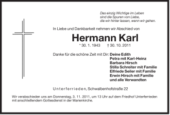 Traueranzeige von Karl Hermann von Der Bote