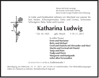 Traueranzeige von Katharina Ludwig von Der Bote