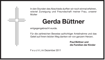 Traueranzeige von Gerda Büttner von Der Bote