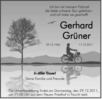 Traueranzeige von Gerhard Grüner von Der Bote