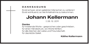 Traueranzeige von Johann Kellermann von Der Bote