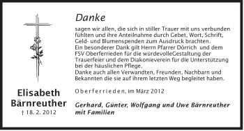 Traueranzeige von Elisabeth Bärnreuther von Der Bote