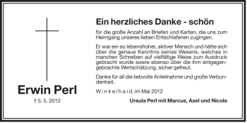 Traueranzeige von Erwin Perl von Der Bote
