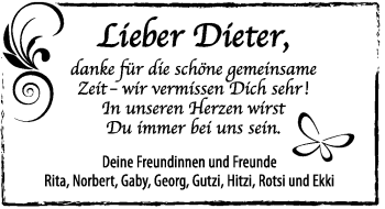 Traueranzeige von Dieter  von Der Bote