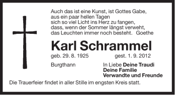 Traueranzeige von Karl Schrammel von Der Bote