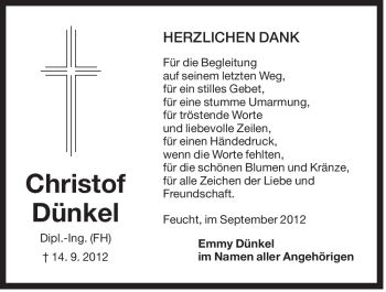 Traueranzeige von Christof Dünkel von Der Bote