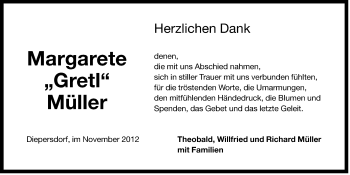 Traueranzeige von Margarete Müller von Der Bote