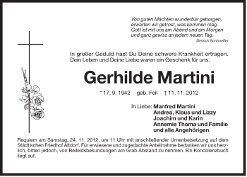 Traueranzeige von Gerhilde Martini von Der Bote