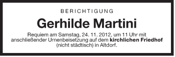 Traueranzeige von Gerhilde Martini von Der Bote