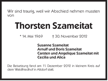 Traueranzeige von Thorsten Szameitat von Der Bote