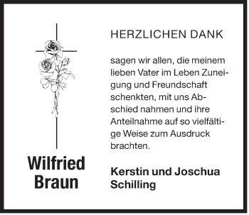 Traueranzeige von Wilfried Braun von Der Bote