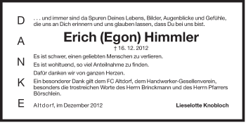 Traueranzeige von Erich Himmler von Der Bote