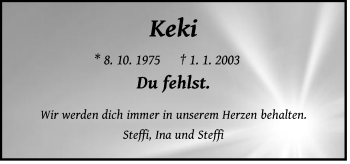 Traueranzeige von Keki  von Der Bote