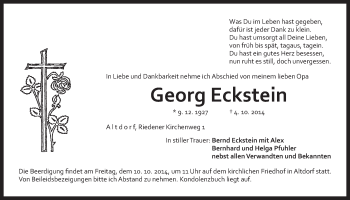 Traueranzeige von Georg Eckstein von Der Bote