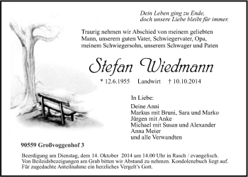 Traueranzeige von Stefan Wiedmann von Der Bote