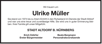 Traueranzeige von Ulrike Müller von Der Bote