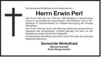 Traueranzeige von Erwin Perl von Der Bote