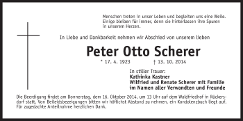 Traueranzeige von Peter Otto Scherer von Der Bote