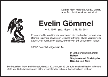 Traueranzeige von Evelin Gömmel von Der Bote