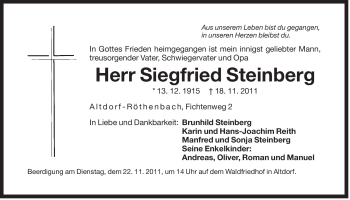 Traueranzeige von Siegfried Steinberg von Der Bote
