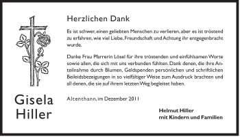 Traueranzeige von Gisela Hiller von Der Bote