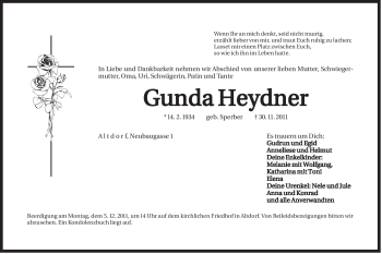 Traueranzeige von Gunda Heydner von Der Bote