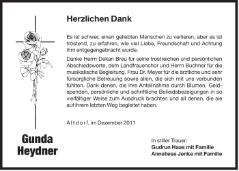 Traueranzeige von Gunda Heydner von Der Bote