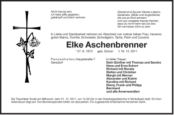 Traueranzeige von Elke Aschenbrenner von Der Bote