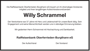 Traueranzeige von Willy Schrammel von Der Bote