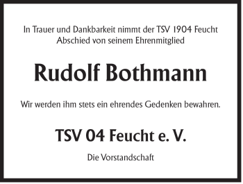 Traueranzeige von Rudolf Bothmann von Der Bote
