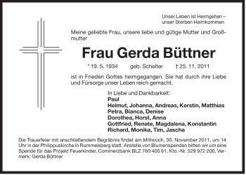 Traueranzeige von Gerda Büttner von Der Bote