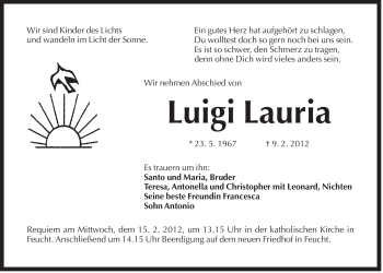 Traueranzeige von Luigi Lauria von Der Bote