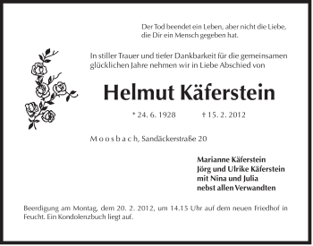 Traueranzeige von Helmut Käferstein von Der Bote