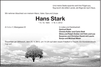 Traueranzeige von Hans Stark von Der Bote
