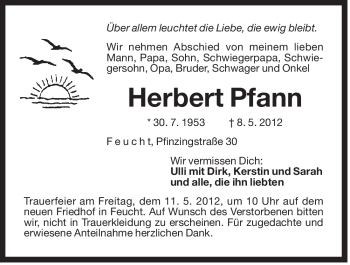 Traueranzeige von Herbert Pfann von Der Bote