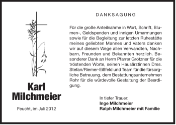 Traueranzeige von Karl Milchmeier von Der Bote