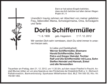 Traueranzeige von Doris Schiffermüller von Der Bote