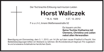 Traueranzeige von Horst Waliczek von Der Bote