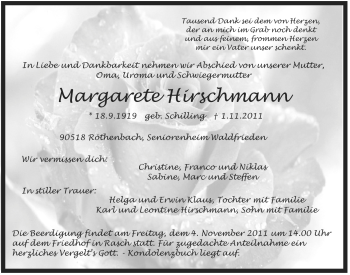 Traueranzeige von Margarete Hirschmann von Der Bote
