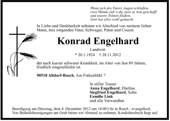 Traueranzeige von Konrad Engelhard von Der Bote
