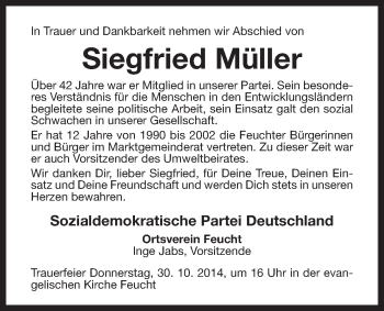 Traueranzeige von Siegfried Müller von Der Bote