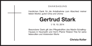 Traueranzeige von Gertrud Stark von Der Bote