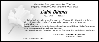 Traueranzeige von Edith Büttner von Der Bote