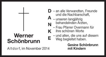 Traueranzeige von Werner Schönbrunn von Der Bote